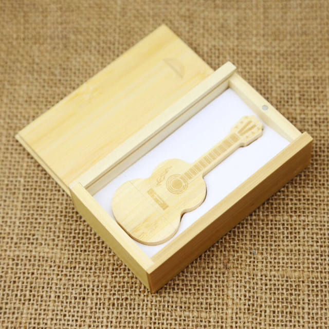 8G Wood Guitar USB Flash Drive USB2.0 Data Traveler DIY Engraving Cute Gifts