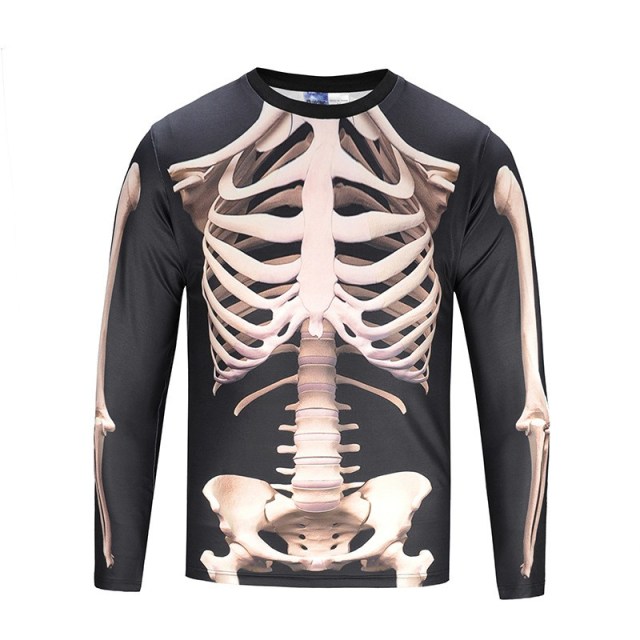 OOVOV 3D Print Long Sleeve T-Shirts,Fake Two Suits Novelty Casual Funny Graphic Tees,Elastic Quick-drying Sports Top