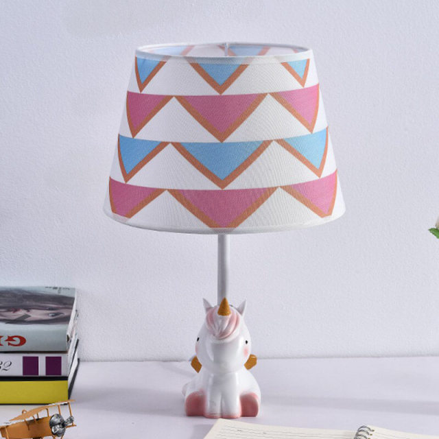 OOVOV Cartoon Children Table Lamp Cute Unicorn Fabric Desk Lamps for Bedroom Bedsides Baby Room E27 Light base