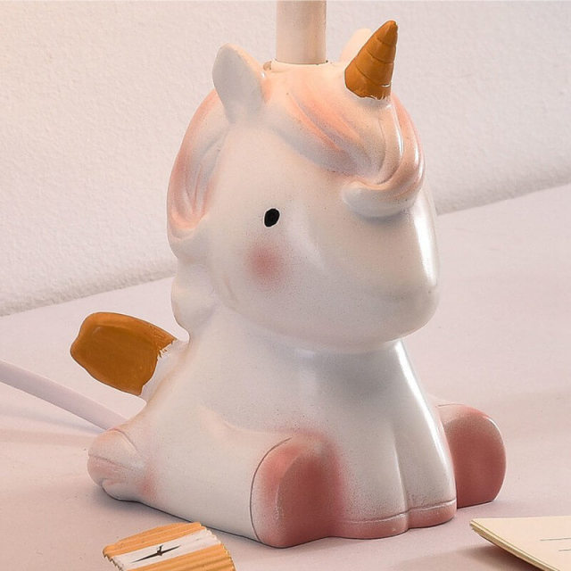 OOVOV Cartoon Children Table Lamp Cute Unicorn Fabric Desk Lamps for Bedroom Bedsides Baby Room E27 Light base