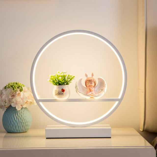 OOVOV LED Desk Lamp Eye-Caring Metal Round Table Lamp 3 Brightness Levels One-Button Operation Button Control Desk Light for for Kids Bedroom Gir