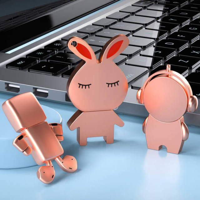 OOVOV USB Stick Flash Drive,USB 2.0 Jump Drive Thumb Drive Pen Drive Bulk Memory Sticks,Robot Rabbit People Shape