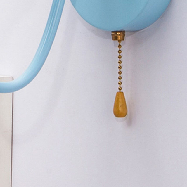 OOVOV Children Wall Light Cartoon Wall Lamp With Blue Fabric Lampshade for Bedroom Living Room Boy Girl Room Lighting Indoor with Rope Switch