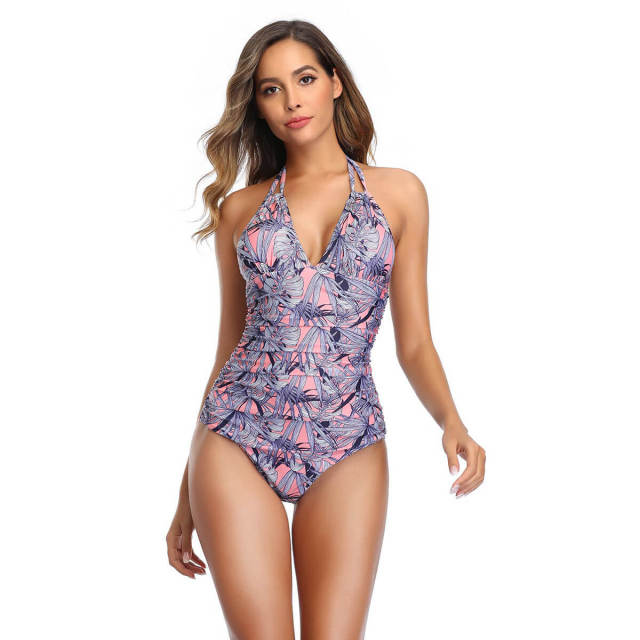 OOVOV One Piece Swimsuit For Women Halter Bathing Suit Tummy Control Swimwear Sexy V-neck Bathing Suits