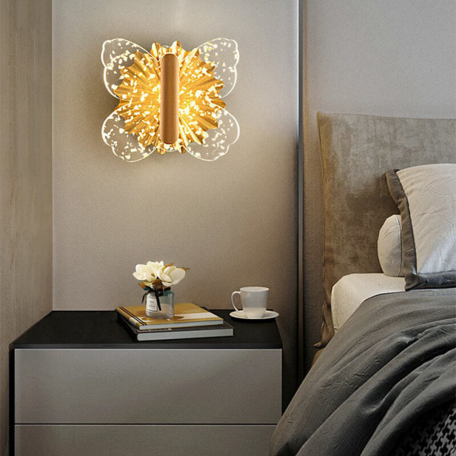 OOVOV Butterfly Wall Lamp Modern Style Wall Sconce Gold leaf LED Wall Light Fixture for Children Room Bedroom Restaurant Hotel