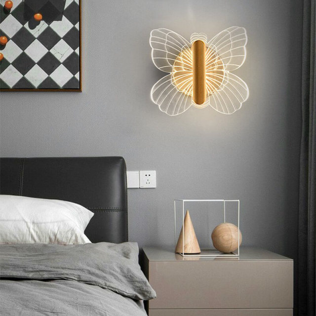 OOVOV Butterfly Wall Lamp Modern Style Wall Sconce Gold leaf LED Wall Light Fixture for Children Room Bedroom Restaurant Hotel