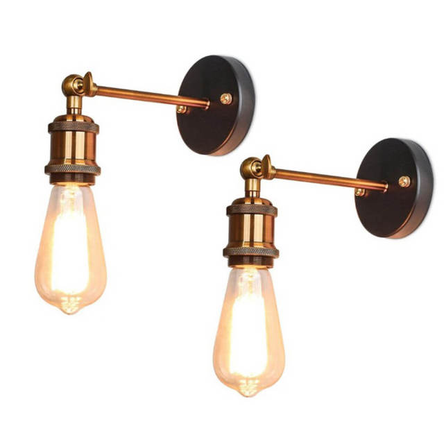 OOVOV Vintage Wall Sconces E27 Base Retro Plating Wall Mount Light Fixture Indoor for Bedroom Living Room Hallway 2 Pack