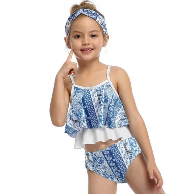 OOVOV Girls Printing Bathing Suits Ruffle Flounce Two Piece Swimsuits Baby Girl High Waist Swimwear