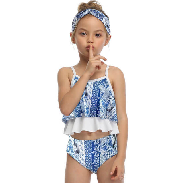 OOVOV Girls Printing Bathing Suits Ruffle Flounce Two Piece Swimsuits Baby Girl High Waist Swimwear