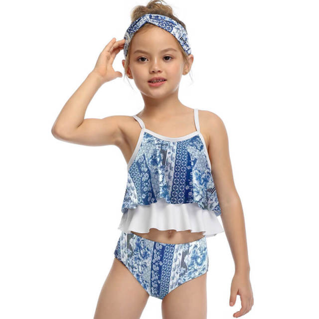 OOVOV Girls Printing Bathing Suits Ruffle Flounce Two Piece Swimsuits Baby Girl High Waist Swimwear