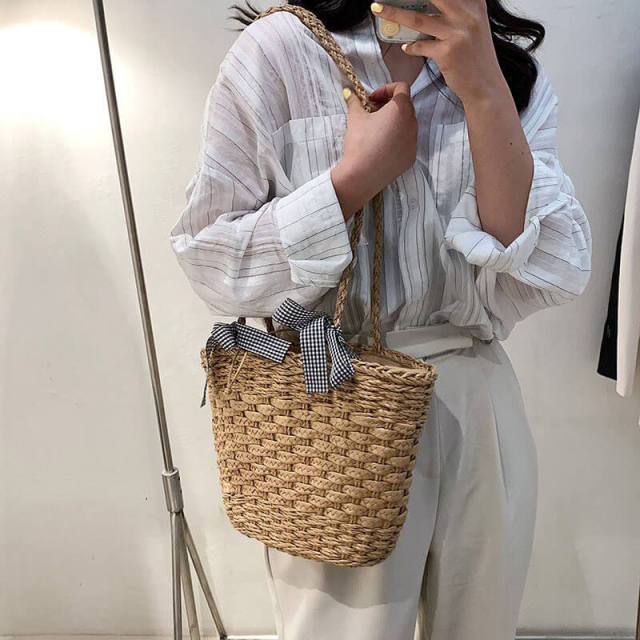 OOVOV Straw Shoulder Bag For Women Summer Beach Bag Picnic Bag Handmade Woven Handbag