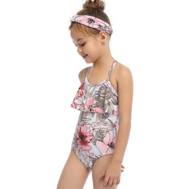 OOVOV Girls One Pieces Swimsuit Cute Printing Ruffle Swimwear Bathing Suits 2-15 Years