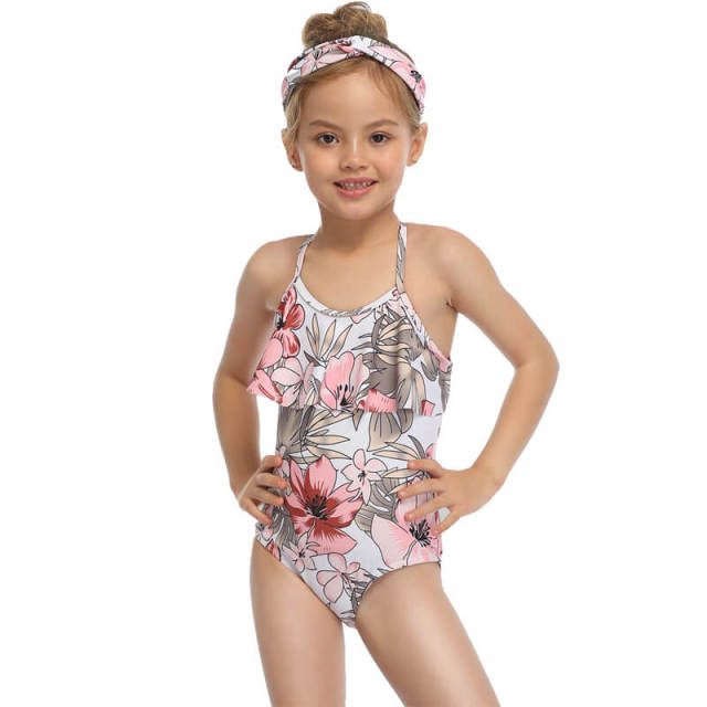 OOVOV Girls One Pieces Swimsuit Cute Printing Ruffle Swimwear Bathing Suits 2-15 Years