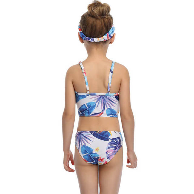 OOVOV Cute Girls Print Swimsuits,Children Ruffle Hairball Sling Two Piece Summer Beach Swimwear Bathing Suits