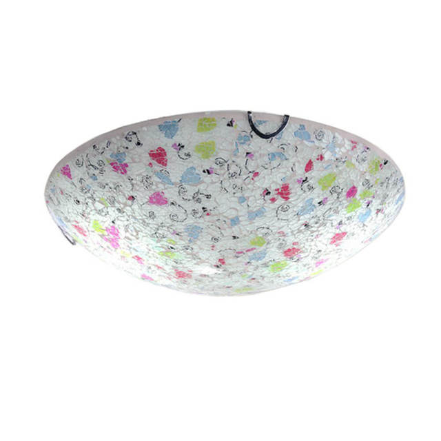 OOVOV 30CM Mosaic Ceiling Lamp LED Ceiling Light With Floral Glass Lamp Shade for Children Bedroom Balcony Kitchen Bathroom