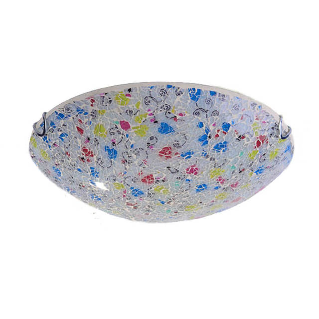 OOVOV 30CM Mosaic Ceiling Lamp LED Ceiling Light With Floral Glass Lamp Shade for Children Bedroom Balcony Kitchen Bathroom