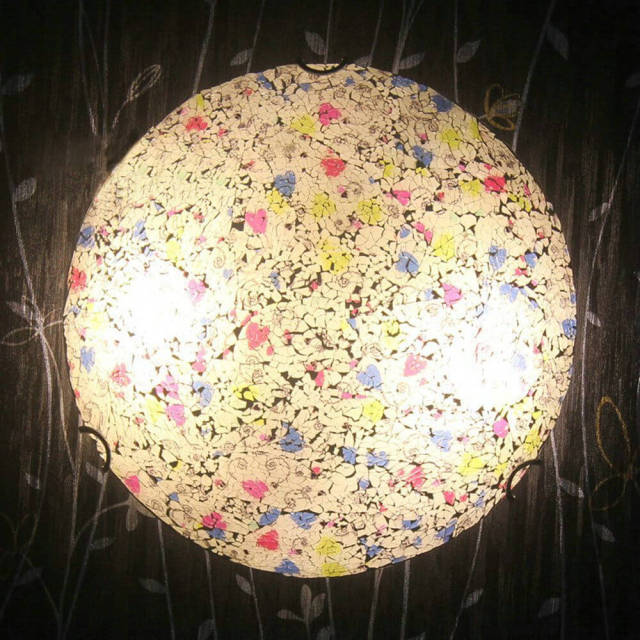 OOVOV 30CM Mosaic Ceiling Lamp LED Ceiling Light With Floral Glass Lamp Shade for Children Bedroom Balcony Kitchen Bathroom