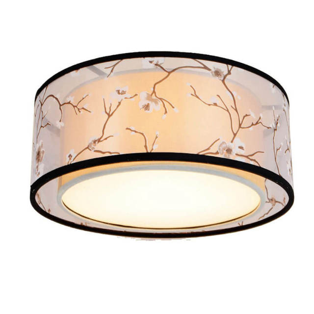 OOVOV Chinese Style Fabric Flower Ceiling Light Round / Square Bedroom Study Room Drawing Room Ceiling Lamp Fixture 40cm 16&quot;