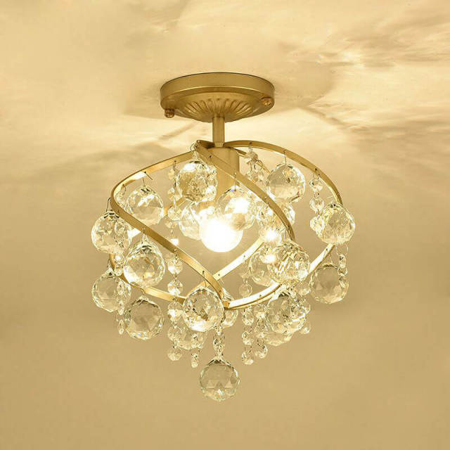 OOVOV Balcony Gold Crystal Ceiling Lights Fashion 11&quot; Hallway Entrance Lights Bedroom Cloakroom Ceiling Lamp