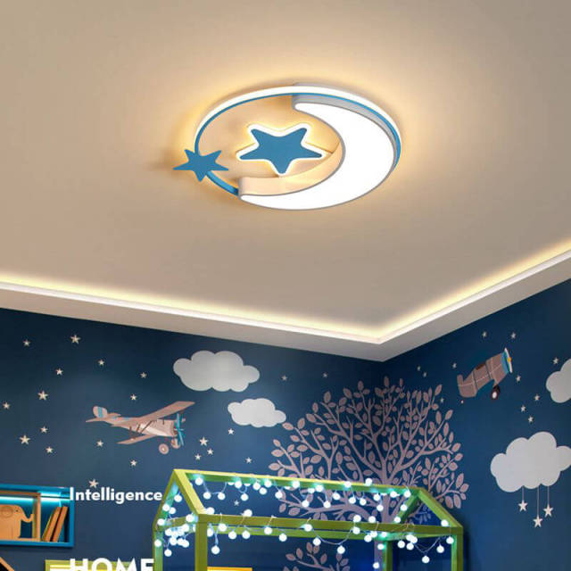 OOVOV Star Moon Ceiling Lamp Cartoon Ceiling Lights Fixture with LED Light Sources for Kids Room Baby Room Bedroom