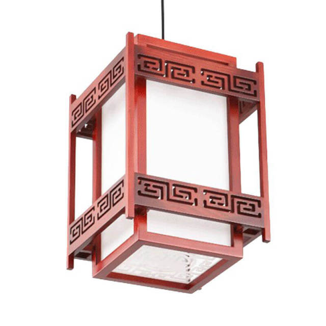 OOVOV Chinese Style Wooden Pendant Lamp 1 Light Hot Pot Shop Tea House Hallway Balcony Pendant Lighting Fixture E27