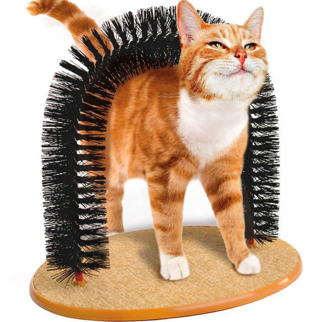 OOVOV Cat Grooming Scratcher Brush Toy Kitties Rubbing Arch Self Massage Brush Pet Toys Cat Scratcher With a Mouse