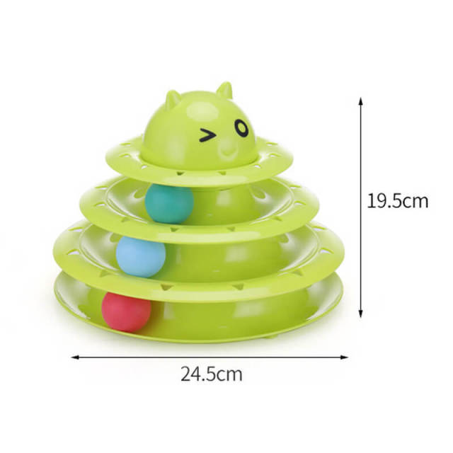 OOVOV Cat Toys,Roller Cat Toy,3 Level Tower Cat Ball Toy for Indoor Cat with Three Colorful Balls Interactive and Funny Puzzle Kitty Toys