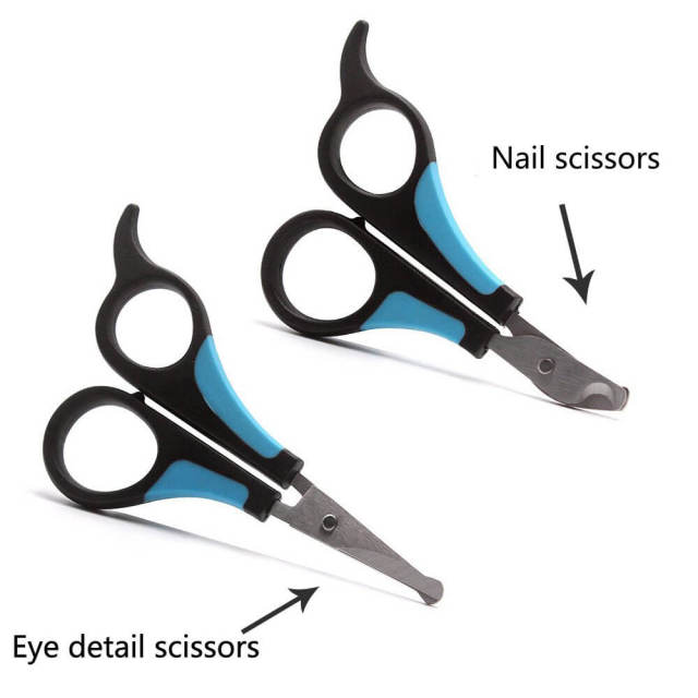 OOVOV Pet Grooming Scissors,5-Piece Set Rounded Tip Thinning Cat and Dog Scissors Comb Set,Curved Safety Dog Face Grooming Scissors Round End for Pet