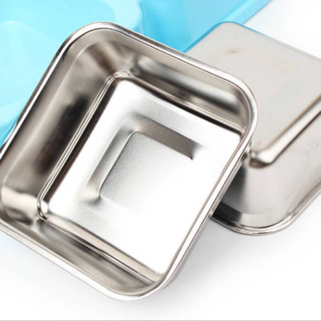 OOVOV Dog Cat Bowls,Food Water Feeder for Cats and Small Dogs,Stainless Steel Double Bowls Pet Bowls with Suger Shape ABS Base