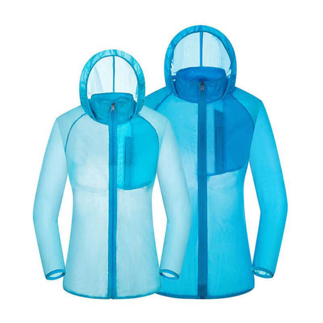 OOVOV Summer Outdoor Sun Protection Clothing,Women Men UV UPF 40+ Transparent Sun Proof Jacket Hoodie Skin Coat Quick Dry