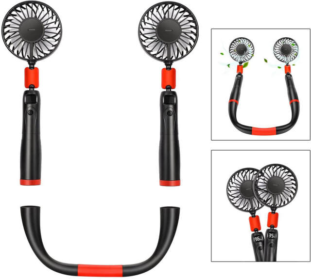 Hands Free Portable Neck Fan Removable 2PCS Fans Rechargeable