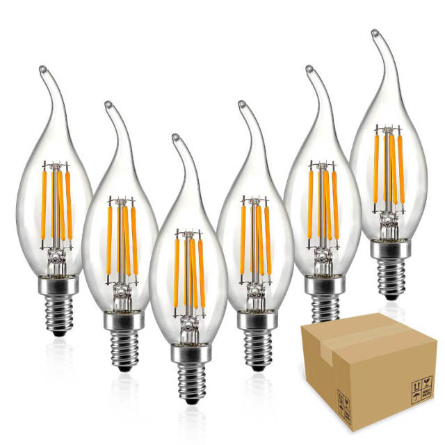 OOVOV 4W LED Edison Bulb Dimmable Amber Warm 2700K Antique Vintage Filament Light Bulbs 40W Equivalent E12/E14 Base Dimmable 6-Pack