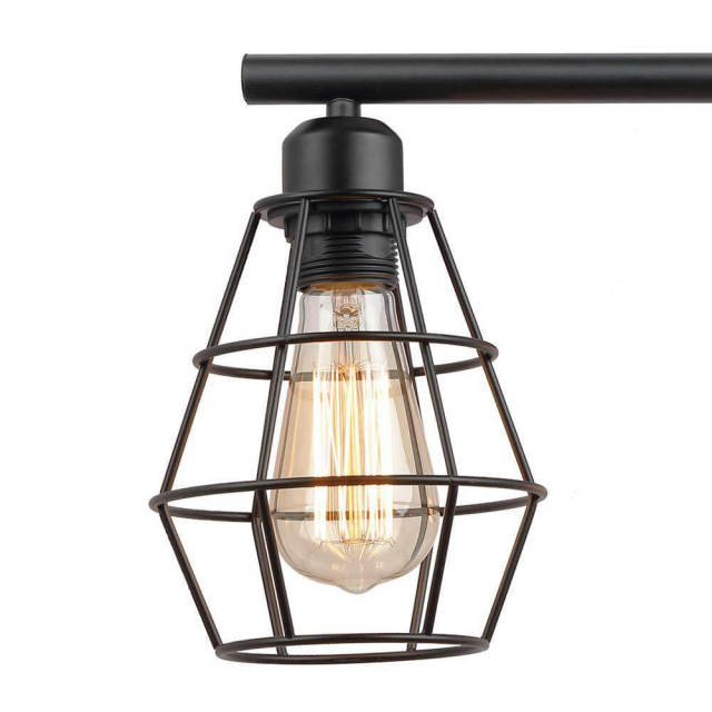 OOVOV 3-Lights Bathroom Light Fixture - Industrial Vanity Light Fixture with Black Metal Cage Farmhouse Vanity Wall Sconce for Mirror Cabinets Vanity