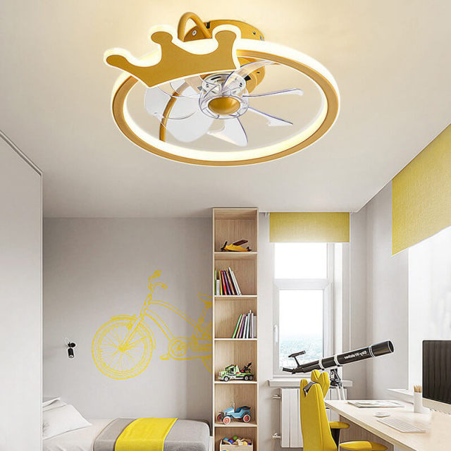 Ceiling Fans With Lights Crown Shape Semi Flush Mount Ceiling Fans Light For Kids