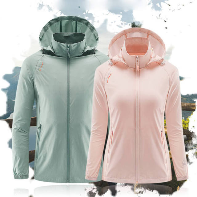 OOVOV UPF 50+ Sun Protection Hoodie Jacket for Men Women Long Sleeve Sun Cooling Shirt Full Zip Hiking Outdoor Shirts with 4 Pockets