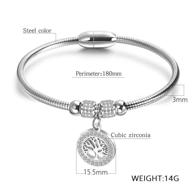 OOVOV Bracelet for Women Tree of Life Magnetic Bracelet with Rhinestone Fashion Jewelry Accessories Gift for Women Ladies