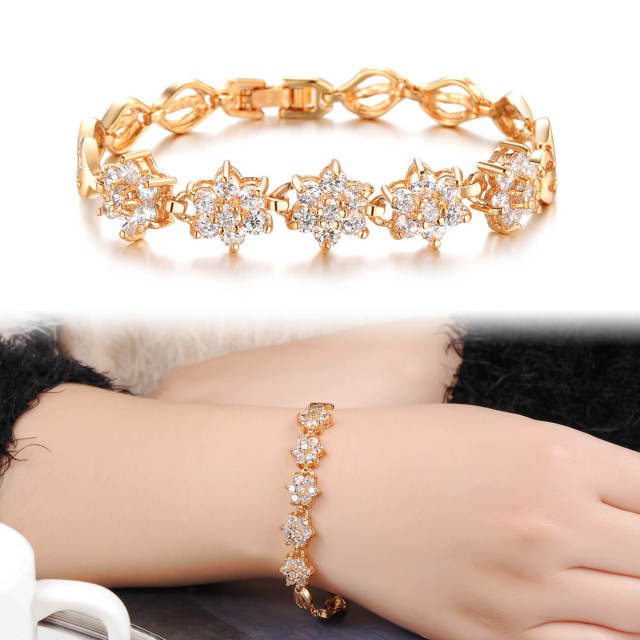 Women Girl Bracelets Gold Plated Zirconia Bracelet