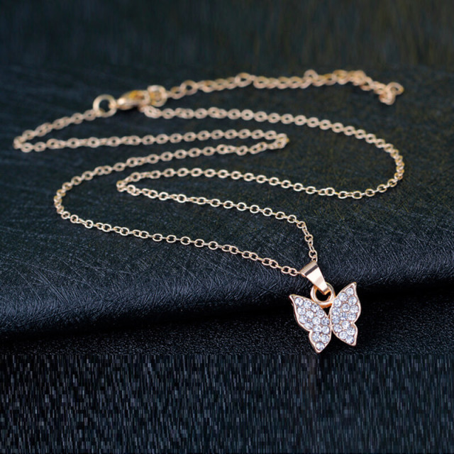 OOVOV Diamond Butterfly Jewelry Set For Women Necklace Earrings Ring Bracelet 4 PC Set