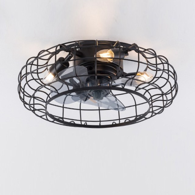 18In Ceiling Fan with Light with Cage Lamp Shade Industrial Style with Remote