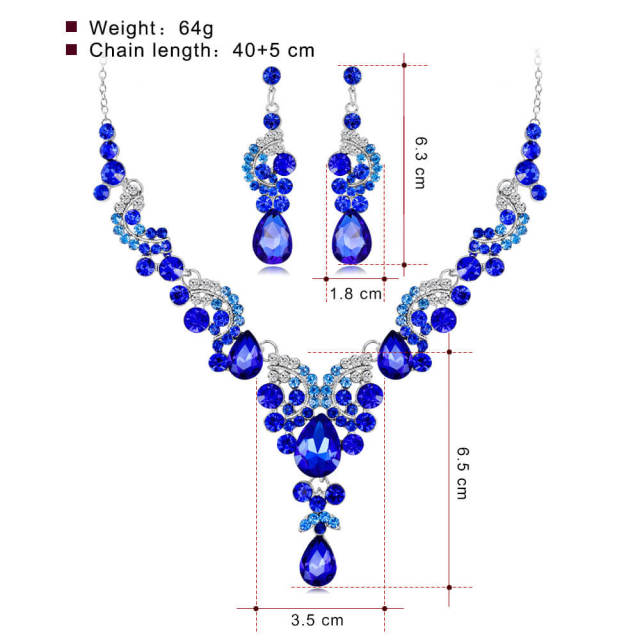 OOVOV Bridal Crystal Jewelry Set for Women Two-Pieces Necklace Earrings Banquet Cubic Zirconia Jewelry