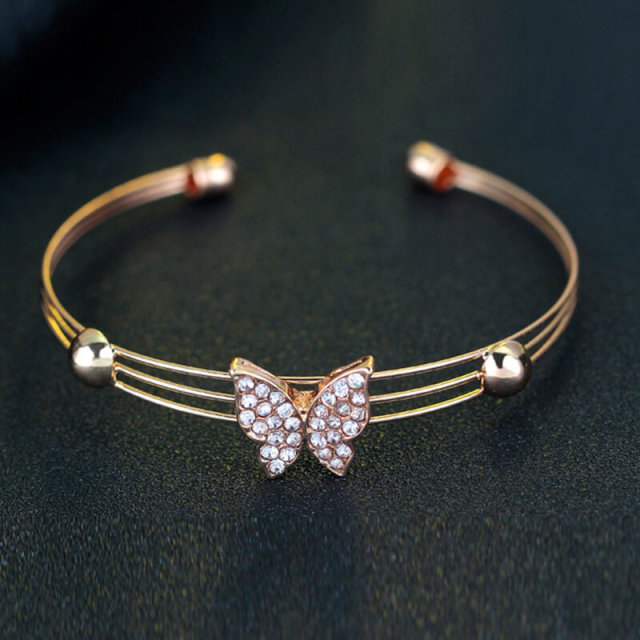 OOVOV Diamond Butterfly Jewelry Set For Women Necklace Earrings Ring Bracelet 4 PC Set