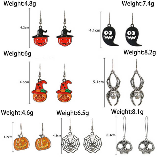 OOVOV Halloween Stud Earrings Halloween Drop Dangle Earrings Pumpkin Ghost Skull Stud Earrings for Women Halloween Party Dress