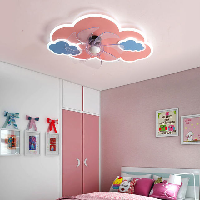 Ceiling Fan Light for Children LED Pink Girl Ceiling Fans with Lights