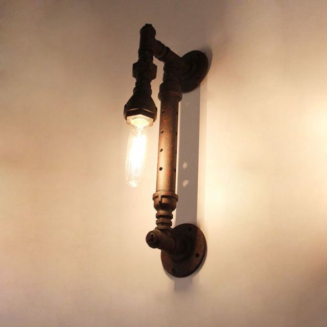 OOVOV Wall Sconces Vintage Rustic Wall Light Fixtures Water Pipe Wall Lamp Steampunk 1 Light Wall Mount for Dining Room Hallway Basement