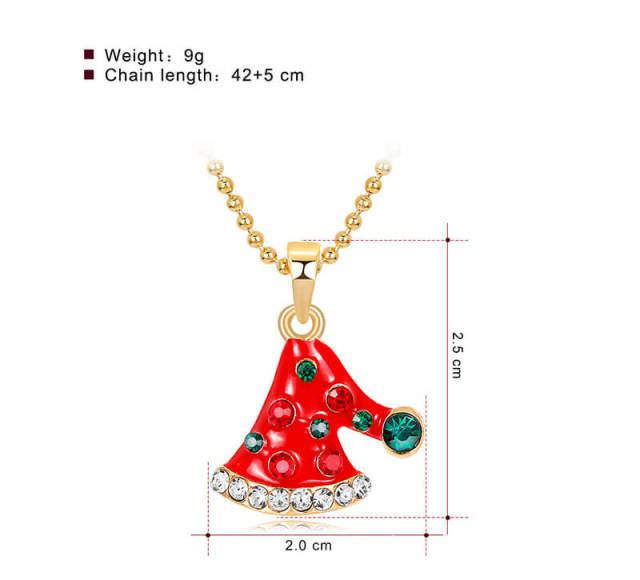 OOVOV Christmas Necklaces for Women Glitzy Rhinestone Xmas Christmas Tree Bell Pendant Necklace Holiday Jewelry Gift