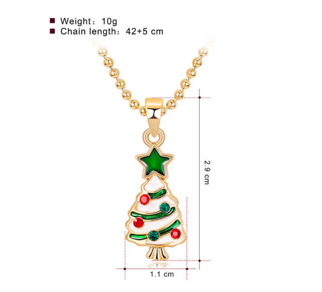 OOVOV Christmas Necklaces for Women Glitzy Rhinestone Xmas Christmas Tree Bell Pendant Necklace Holiday Jewelry Gift