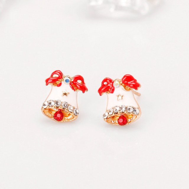 OOVOV Christmas Stud Earrings Inlaid Zircon Bells Holiday Earrings Christmas Earring for Women Girls