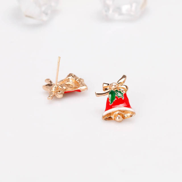 OOVOV Christmas Stud Earrings Inlaid Zircon Bells Holiday Earrings Christmas Earring for Women Girls