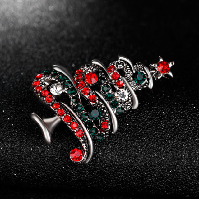 OOVOV Christmas Brooches Vintage Inlaid Zircon Christmas Tree Brooch Pin Jewelry Christmas Decorations For Women