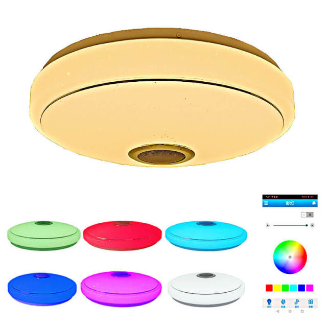 OOVOV Bluetooth Ceiling Light Smart LED Bluetooth Music Dimmable RGB Ceiling Lights Fixture for Bedroom Kids Room with Phone APP Remote Control
